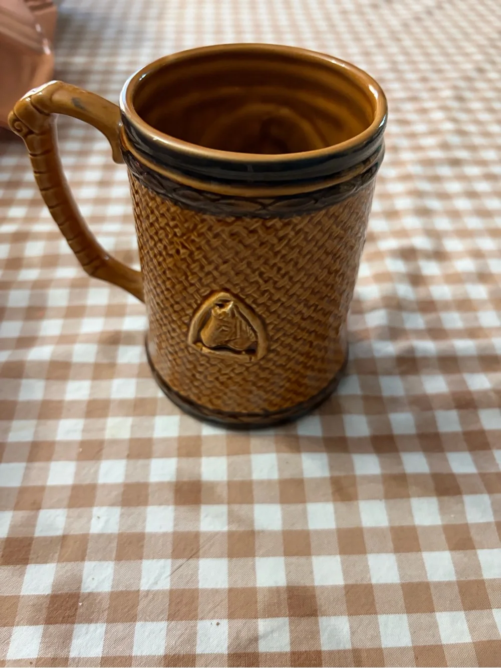 Vintage-Style Brown Ceramic Horse Mug